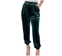 Ansenesna Samt Jogginghose Damen Velour Jogginghose Damen Hoher Bund Lange Beine Hose Frauen mit Gummibund Freizeithose Frauen Hohe Taille Locker Elegant Hosen mit Bündchen