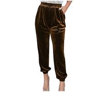 Ansenesna Samt Jogginghose Damen Velour Jogginghose Damen Hoher Bund Lange Beine Hose Frauen mit Gummibund Freizeithose Frauen Hohe Taille Locker Elegant Hosen mit Bündchen