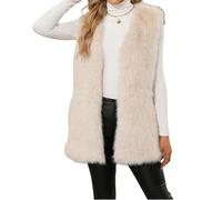 Ansenesna Weste Damen Fell Flauschig Fellweste Braun Kunstfell Jacke Ärmellos Felljacke Frauen Elegant Pelz Mantel Ohne Kapuze Plüsch Damen-Westen Kunstpelz Wintermantel Ohne Ärmel Fellmantel