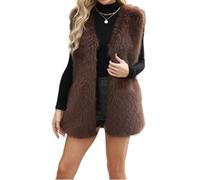 Ansenesna Weste Damen Fell Flauschig Fellweste Braun Kunstfell Jacke Ärmellos Felljacke Frauen Elegant Pelz Mantel Ohne Kapuze Plüsch Damen-Westen Kunstpelz Wintermantel Ohne Ärmel Fellmantel