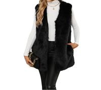 Ansenesna Weste Damen Fell Flauschig Fellweste Braun Kunstfell Jacke Ärmellos Felljacke Frauen Elegant Pelz Mantel Ohne Kapuze Plüsch Damen-Westen Kunstpelz Wintermantel Ohne Ärmel Fellmantel