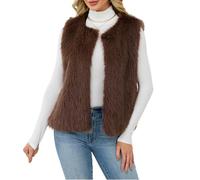 Ansenesna Weste Damen Fell Flauschig Fellweste Kurz Kunstfell Jacke Ärmellos Felljacke Frauen Elegant Pelz Mantel Ohne Kapuze Plüsch Damen-Westen Kunstpelz Wintermantel Ohne Ärmel Fellmantel