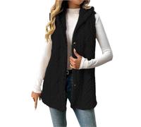 Ansenesna Weste Damen Teddy Fleece Ärmellos Teddyjacke Mit Kapuze Teddyfell Winterjacke Warm Gefüttert Teddywesten Frauen Flauschig Mantel Winter Elegant Teddyfleece Jacke Plüsch Damen-Westen