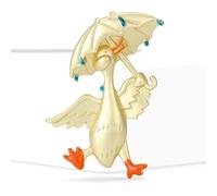 Anstecknadel aus goldfarbener Emaille, weiße Ente mit Regenschirm, niedliches Tier-Anstecknadel mit blauem Kristall, Regentropfen für Damen, Anzug, Mantel, Dekoration, Schmuck, Geschenk