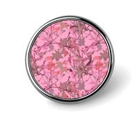 Anstecknadel mit rosa Blättern, Camouflage, exquisite modische Brosche, personalisierbar, einzigartig, niedlich, rund, Metall-Brosche für Rucksack, Taschen, Jacke