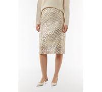 Antaillierter Mesh-Rock mit Jerseyfutter beige 40