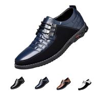 Anthoern Herren-Schuhe, atmungsaktiv, lässig, Business, Oxford, orthopädische Lederschuhe, einfache Schlupfschuhe, bequeme rutschfeste formelle Sneaker, blau, 47 EU