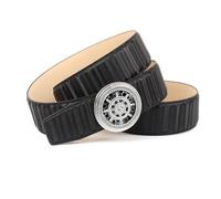 Anthoni Crown Unisex Ledergürtel Gürtel, Schwarz, 105