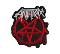 Anthrax - Pentagramm - Aufnäher zum Aufbügeln Logo (Einheitsgröße) (Rot/Schwarz/Weiß)
