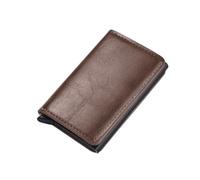 Anti-Diebstahl-Bürste, ultradünn, Kreditkartenetui aus Aluminiumlegierung, Kartenhalter aus Metall, für Herren mit mehreren Steckplätzen, Dunkelbraun, Einheitsgröße