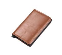 Anti-Diebstahl-Bürste, ultradünn, Kreditkartenetui aus Aluminiumlegierung, Kartenhalter aus Metall, für Herren mit mehreren Steckplätzen, hellbraun, Einheitsgröße