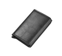 Anti-Diebstahl-Bürste, ultradünn, Kreditkartenetui aus Aluminiumlegierung, Kartenhalter aus Metall, für Herren mit mehreren Steckplätzen, Schwarz , Einheitsgröße