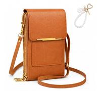 Anti-Diebstahl-Ledertasche, Touchscreen-Handy-Umhängetasche, Touchscreen-Handy-Geldbörse mit RFID-blockierenden Kartenfächern(Orange a)
