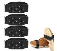 Anti Rutsch Schuhspikes, 2 Paar Ice Schuhkrallen mit 7 Zähne, rutschfeste S-teigeisen Schneegreifer mit verstellbarem Gurt, Universal Non-Slip Gripper Spikes für Winter Wandern & Gehen Bergsteigen