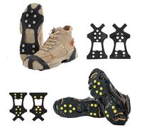 Anti Rutsch Schuhspikes spikes für schuhe winter, mit 10 Edelstahl Zähne Schuhkrallen Klampen Steigeisen zum Überziehen, Antirutsch Schneeketten für Schuhe Winter Glatteis Wandern Trekking Outdoor