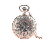 Antike Rose Gold Männer Frauen Skelett Mechanische Handaufzug Taschenuhr Fob Anhänger Uhren
