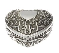 antike verzierte versilberte Schmuckdose in Herzform 9x5 cm