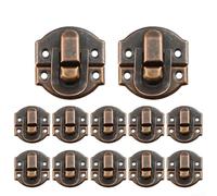 Antiker Stil Box Haspe Retro Dekorative Truhe Riegel Vintage Kofferbeschlag für Schmuckkoffer Holzkofferschloss Metall Schrank Tür Verschluss DIY Handwerk Hardware Schnalle (Rotes Kupfer 12 Stück)
