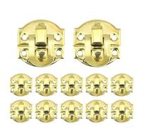 Antiker Stil Box Haspe Retro Dekorative Truhe Riegel Vintage Kofferbeschlag für Schmuckkoffer Holzkofferschloss Metall Schrank Tür Verschluss DIY Handwerk Hardware Schnalle (Gold 12 Stück)