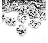 Antique Herz Charm Made with Love Charm Anhänger Handmade 200 Stück knöpfe Metall Label Hand Made DIY Handwerk Schmuck Herstellung Zubehör Basteln Dekorationen