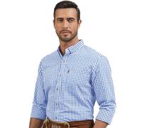 ANTLOOWW Trachtenhemd Herren Kariertes Hemd Baumwolle Trachtenhemden Langarm Oktoberfest Hemd Größe XS-3XL (DE/NL/SE/PL, Alphanumerisch, 3XL, Regular, Regular, Hellblau)