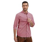 ANTLOOWW Trachtenhemd Herren Kariertes Hemd Baumwolle Trachtenhemden Langarm Oktoberfest Hemd Größe XS-3XL (DE/NL/SE/PL, Alphanumerisch, 3XL, Regular, Regular, Rot)