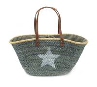 Antonio - Farbauswahl - Flechttasche Stern Korbtasche Shopper Ibiza Strandtasche Korb groß grün grau