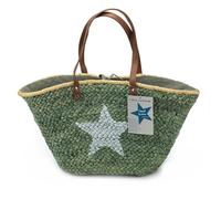 Antonio - Farbauswahl - Flechttasche Stern Korbtasche Shopper Ibiza Strandtasche Korb groß grün grün