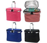 Antonio - Farbauswahl - XXL Thermo Einkaufskorb Kühlkorb Kühltasche Klappkorb Kühlbox Uni rosa rosa