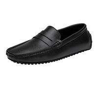 ANUFER Herren Klassisch Pennyloafer Flach Schlüpfen Sanft Spaltleder Mokassins Fahrschuhe Schwarz SN070440 EU41.5