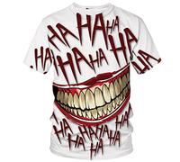 ANUFER Herren Neuheit 3D Digital Drucken Muskelmann T-Shirt Kurzarm Tops Bluse Tee Weiß Haha Stil H SD5A033 S
