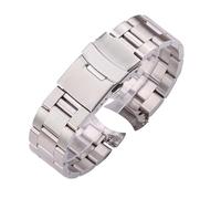 ANUTRDE 20mm 22mm Edelstahl Uhrenarmband Silber Schwarz gebogenes Ende Uhrenarmbänder Damen Herren Metall Uhrenarmband(Silver,22mm)