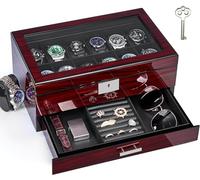 ANWBROAD 12 Slots Uhrenbox Herren Holz Watch Box, 2-Tier uhrenaufbewahrung