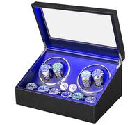 ANWBROAD Uhrenbeweger 4 Uhren+6 extra Speicherplätze Uhrendreher Automatikuhren 4 Drehmodis mit Super Leisem Mabuchi Automatik Uhrenbeweger Watch Winder Uhrendreher Karbonfaser USB-Aufladung JWW002F