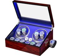 ANWBROAD Uhrenbeweger für Automatikuhren 4 Uhren+6 extra Speicherplätze 4 Drehmodis mit super leisem Mabuchi Luxuriöser Automatik Uhrenbeweger Watch Winder Uhrendreher USB-Aufladung JWW002R