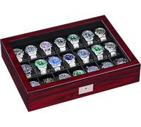 ANWBROAD Uhrenbox 21 Fächern Uhrengehäuse Für Herren Mit Großem Glasdeckel Uhrenvitrine Verschließbarer Uhren Organizer Luxuriöser Uhrenhalter für Geschenk JWB004Y