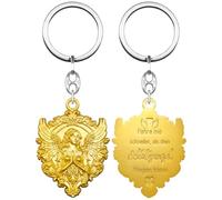 Anwlki Schutzengel Schlüsselanhänger Engel Auto Schlüsselanhänger Anhänger Medaille Plaketten Fahre nie schneller als dein Schutzengel fliegen kann Auto Motorrad Autofahrer Schutzpatron (Gold)