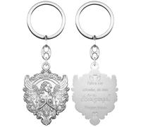 Anwlki Schutzengel Schlüsselanhänger Engel Auto Schlüsselanhänger Anhänger Medaille Plaketten Fahre nie schneller als dein Schutzengel fliegen kann Auto Motorrad Autofahrer Schutzpatron (Silber)