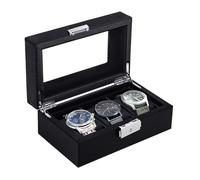 anyasun Uhrenbox für Herren und Damen, 3 Fächer, Uhrenhalter mit Glasdisplay, Uhrenaufbewahrungsbox mit abnehmbarem Uhrenkissen, Geschenkbox für 3 Uhren