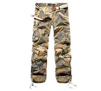 AnyuA Herren Cargo Freizeit Militär Hose Hiking Sport Casual Hosen Dunkelgelb Camo 33