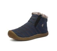 AnyuA Herren Damen Winterschuhe Warm Gefütterte Boots Stiefelette Outdoor Knöchelhoch Slip on Schneestiefel Winter Schuhe Dunkel Blau 48