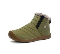 AnyuA Herren Damen Winterschuhe Warm Gefütterte Boots Stiefelette Outdoor Knöchelhoch Slip on Schneestiefel Winter Schuhe Khaki 43