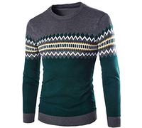 AnyuA Herren Feinstrick-Pullover Strickpullover Rundhals Sweatshirt Vintage Rauchfarben S