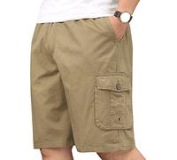 AnyuA Herren Freizeitshose Cargo Short Sommer Bermuda Kurze Hose Army Shorts Gelb 3XL