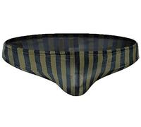 AnyuA Herren Klassischer Stil Elastische Streifen Briefs Niedrige Taille Schwimmhose Armee-Grün 3 M