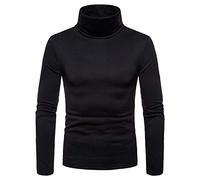 AnyuA Herren Rollkragenpullover Langarm Pullover Rollkragen Sweatshirt Übergröße Schwarz M