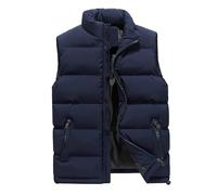 AnyuA Herren Steppweste Weste mit Reißverschluss Taschen Futter mit Kletttasche Blau 4XL