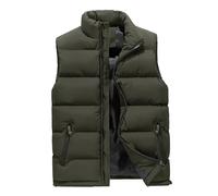 AnyuA Herren Steppweste Weste mit Reißverschluss Taschen Futter mit Kletttasche Grün 3XL