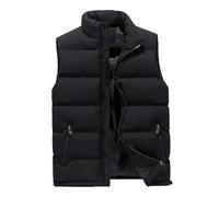 AnyuA Herren Steppweste Weste mit Reißverschluss Taschen Futter mit Kletttasche Schwarz 4XL