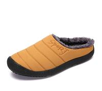 AnyuA Unisex Winter Wärme Hausschuhe Bequem Plüsch Home rutschfeste Slippers Wasserdicht Baumwolle Pantoffeln Kamel 47
